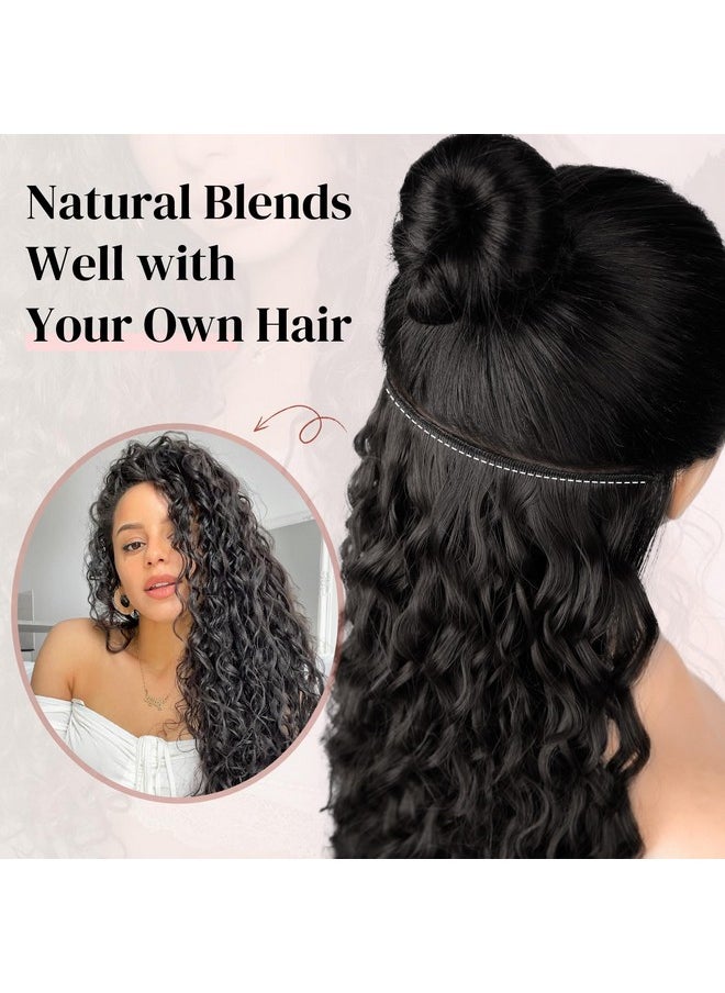 LONAI - Hair Extension,9Pcs 22" Curly Clip In Hair Extensions Ln002 Long Soft Thick Synthetic Hairpieces For Women- Black Brown - Image 1