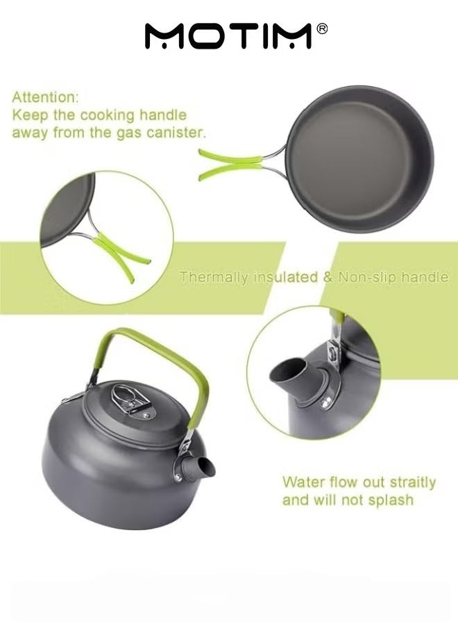 Motim Camping Cookware Mess Kit Non-Stick Pot and Pan Set with Stainless Steel Cups Plates Forks Knives Spoons Camping Cooking Set for Camping Outdoor Cooking and Picnic  - Image 3
