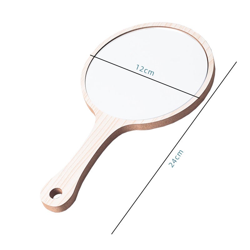 Beauty Salon Special Makeup Mirror Women'S Handle High-Definition Tattoo Handheld Handle Mirror Portable Wooden Small Mirror Mirror - Image 1
