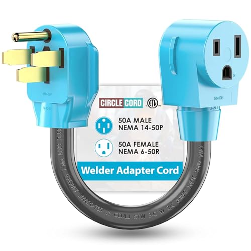 CircleCord Welder Adapter Cord, NEMA 14-50P Male to 6-50R Female, 50 Amp Welder Power Adapter Plug, Heavy Duty STW 8 AWG 50 Amp 250V 12500 Watt - Image 1