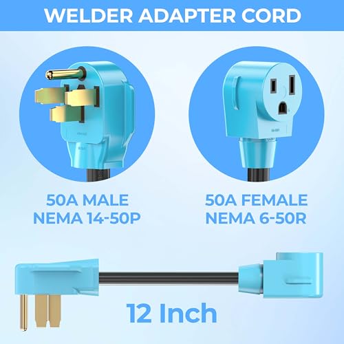 CircleCord Welder Adapter Cord, NEMA 14-50P Male to 6-50R Female, 50 Amp Welder Power Adapter Plug, Heavy Duty STW 8 AWG 50 Amp 250V 12500 Watt - Image 4