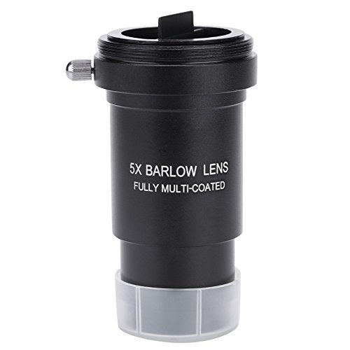 Bewinner Barlow Lens 5X, Multi-Coated 1.25" 5X Barlow Lens M42 Thread for Telescopes Eyepiece M42 x 0.75mm Thread T-Adaptor, Can be Attached to DSLR or SLR Camera via a Separate Ring Adapter - Image 1