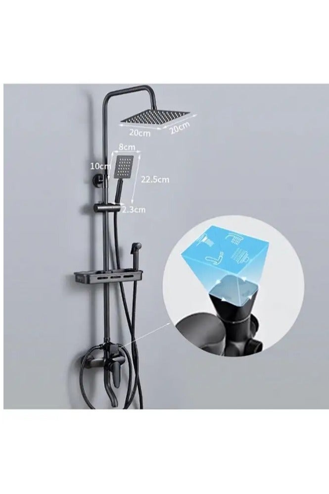 Snooe Shower Set, Shower Kit 8-Inch Shower Head with Handheld Including Rough-In Valve Body, Storage Rack and Trim Bathroom Rainfall Shower Kit Square - Image 4