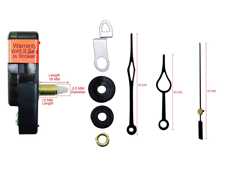 IIK COLLECTION Analogue 18MM Long Spindle Quartz Movement Plastic Machine with Black Hands Kit for Wall Clock (IIK-MOV-PL-037) - Image 4
