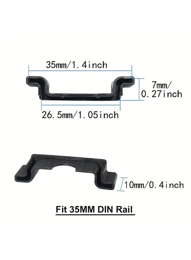 20pcs Black Aluminum DIN Rail End Caps For 35mm Rail Systems With Mounting Holes - Image 3