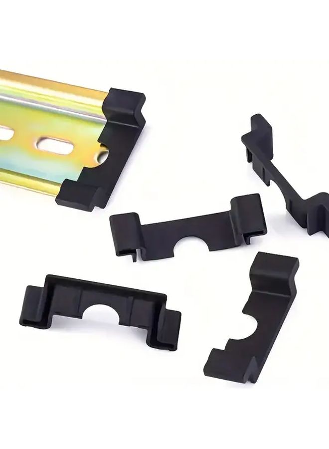 20pcs Black Aluminum DIN Rail End Caps For 35mm Rail Systems With Mounting Holes - Image 2