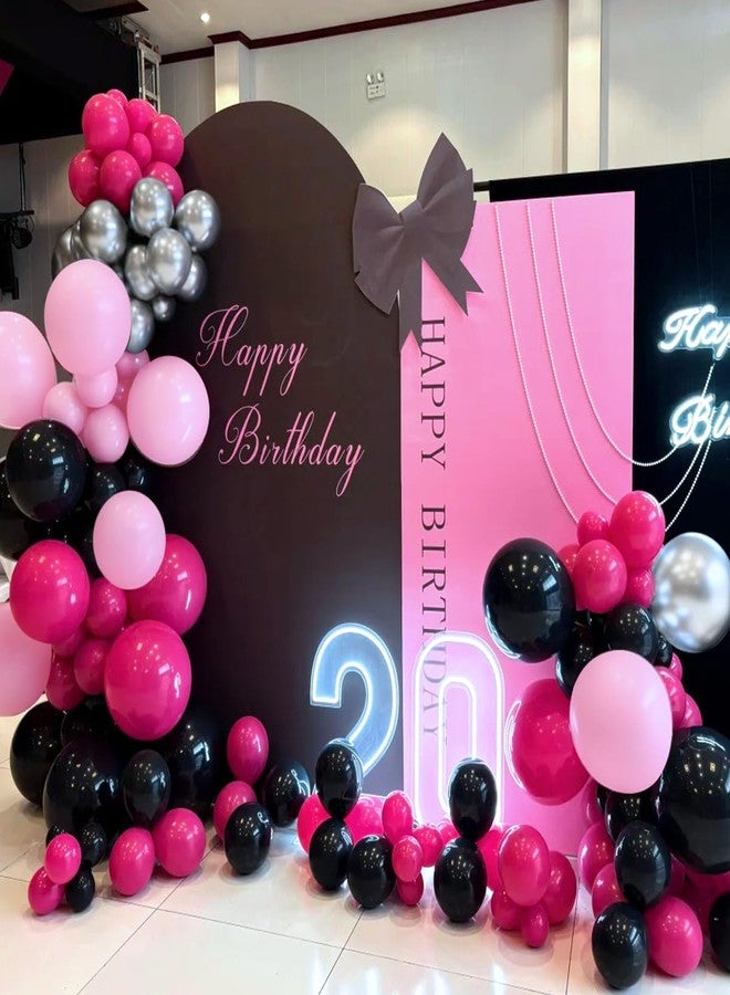 MEBAY Hot Pink Black Silver Balloon Garland Arch Kit, 166Pcs Red Black Pink Silver Balloons for Birthday Graduation Baby Shower Wedding Anniversary Bachelorette Party Decorations - Image 3