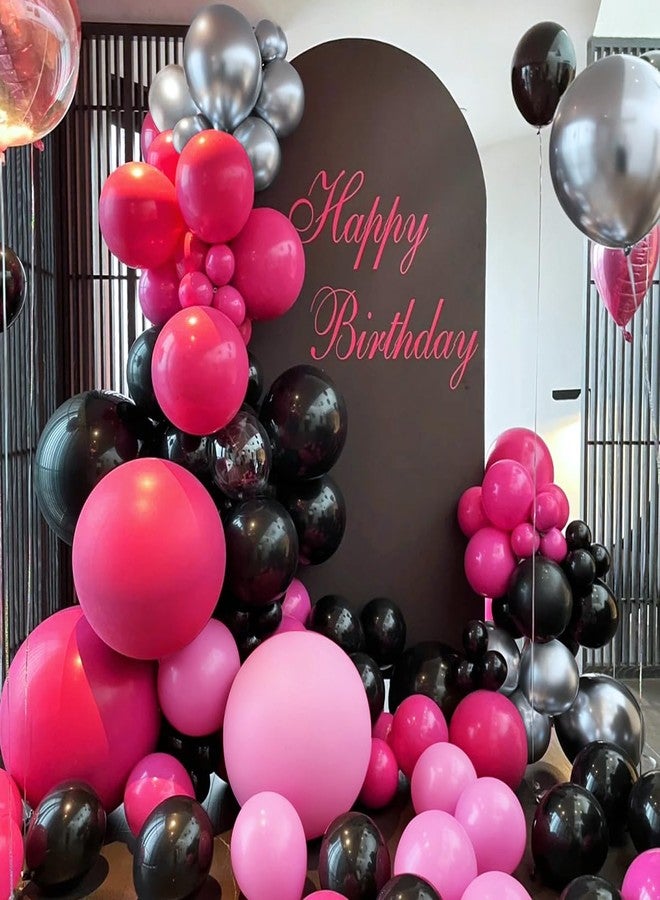 MEBAY Hot Pink Black Silver Balloon Garland Arch Kit, 166Pcs Red Black Pink Silver Balloons for Birthday Graduation Baby Shower Wedding Anniversary Bachelorette Party Decorations - Image 4