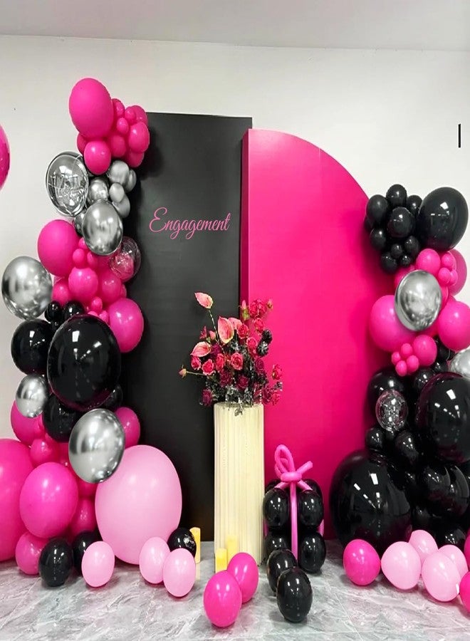 MEBAY Hot Pink Black Silver Balloon Garland Arch Kit, 166Pcs Red Black Pink Silver Balloons for Birthday Graduation Baby Shower Wedding Anniversary Bachelorette Party Decorations - Image 5