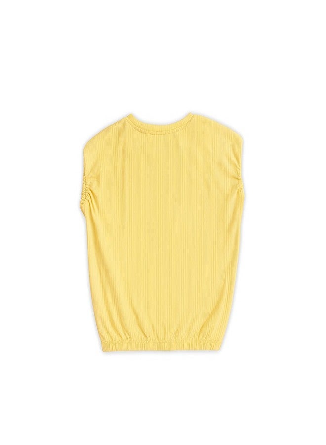 LUAY Stylish Ribbed Crop Top for Girls | Soft Cotton Sleeveless Fancy Top for Infants & Toddlers (12-13 Years, Yellow) - Image 2