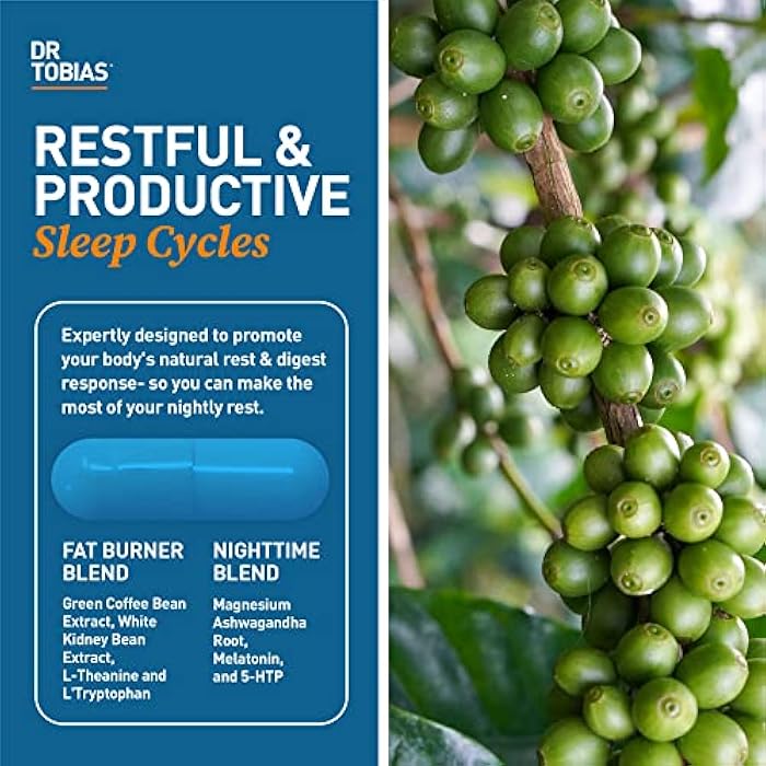 Dr. Tobias Fat Burner Nightly, Night Time Metabolic Support with White Kidney Bean Extract, Ashwagandha Root, Green Coffee Bean Extract & Melatonin, Non-GMO, 60 Capsules (30 Day Supply) - Image 2