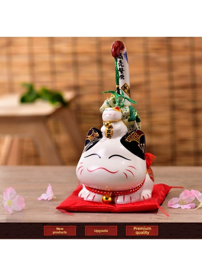Lucky Cat Ornaments Ceramic Piggy Bank Japanese Creative Shop Cashier Opening Gift Long Tail Special Price-Dimensions:Golden Fortune - Image 4