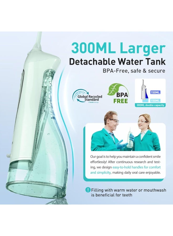 COSLUS Water Dental Flosser Teeth Pick: Portable Cordless Oral Irrigator 300ML Rechargeable Travel Irrigation Cleaner IPX7 Waterproof Electric Flossing Machine for Teeth Cleaning C20(F5020E) Green - Image 3