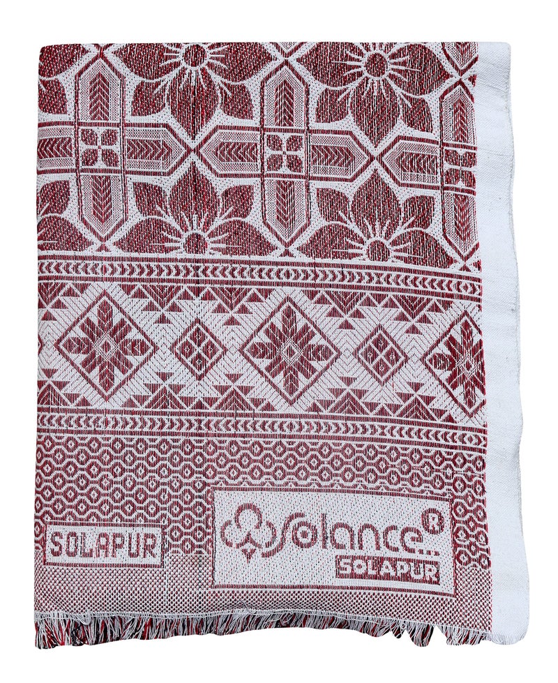 Mandhania Delux Quality Solapur Chaddar 100% Cotton Dailyuse Single Bed Blanket Pack of 1 Maroon - Image 1