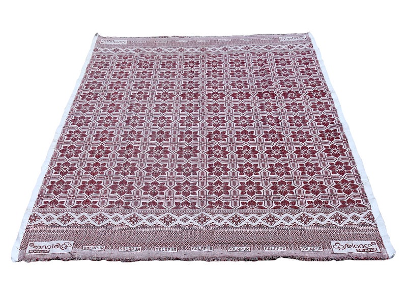 Mandhania Delux Quality Solapur Chaddar 100% Cotton Dailyuse Single Bed Blanket Pack of 1 Maroon - Image 2