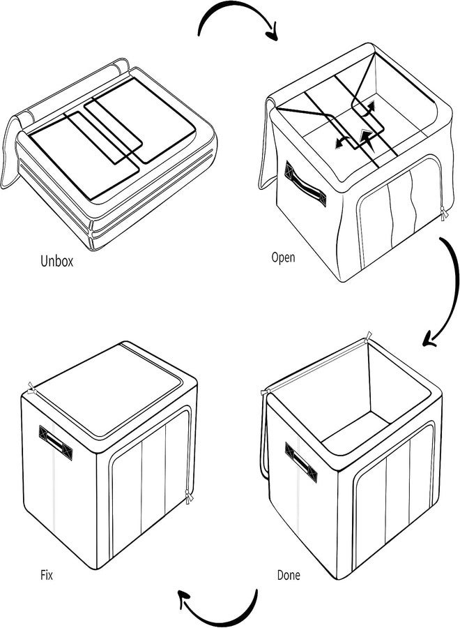 SKYWORK 24 liter Clothes Organiser for Wardrobe large storege box clothes storege organizer bins foldable storege bin-cloth steelframe storege box Wardrobe Organizer with Zipper and Window Pack of 6 - Image 2