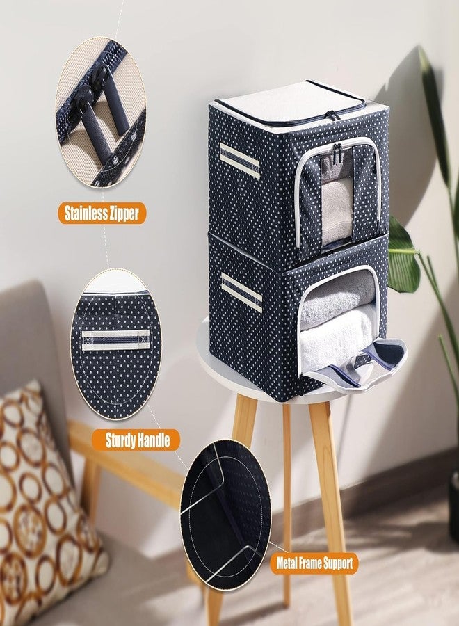 SKYWORK 24 liter Clothes Organiser for Wardrobe large storege box clothes storege organizer bins foldable storege bin-cloth steelframe storege box Wardrobe Organizer with Zipper and Window Pack of 6 - Image 3