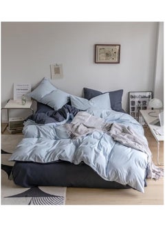 llwoo Single Size Bedsheet 4pcs One Set High Quality Bedding Set Bedding Cover Single Size Grey & Off White  - Image 1