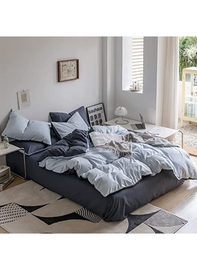 llwoo - Single Size Bedsheet 4pcs One Set High Quality Bedding Set Bedding Cover Single Size Grey & Off White - Image 1