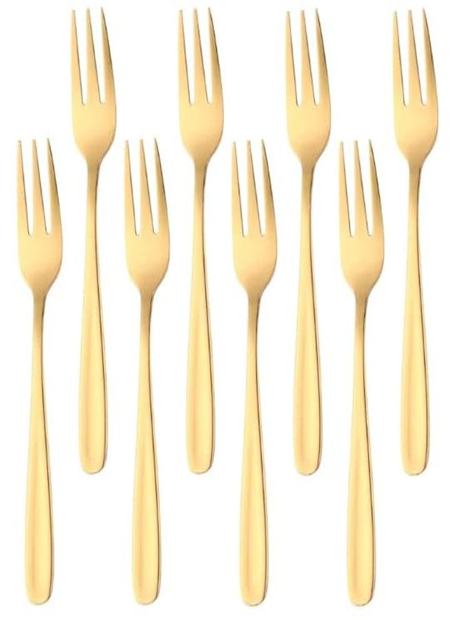 SHENSENCHAO Stainless steel 3-tine mini fruit, salad, seafood fork set 5.5-inch gold color - Image 1
