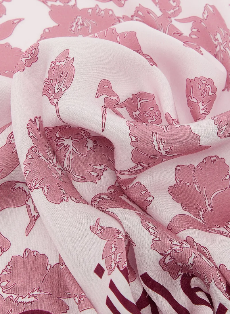 Calvin Klein Cradle Pink Square Floral Logo Scarf for Women | Best Price UAE