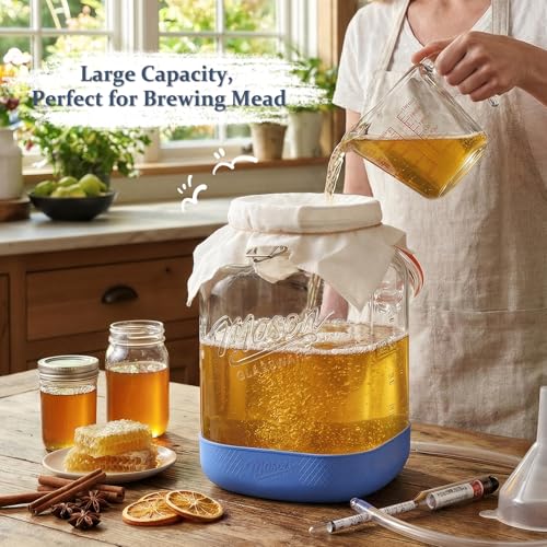 Folinstall 2 Pack 1.5 Gallon Large Fermentation Jar with 3 Airlock, Stainless Steel Handle, Non-Slip Silicone Base, Wide Mouth Glass Jars with Scale Mark - Pickle Jars for Sauerkraut, Sourdough Starter - Image 3