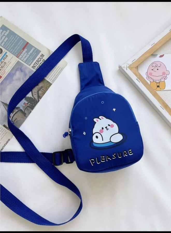 Gugzy Cartoon Kids Chest Bag with Adjustable Straps - Playful and Practical Toddler Sling Bag (Blue) - Image 2