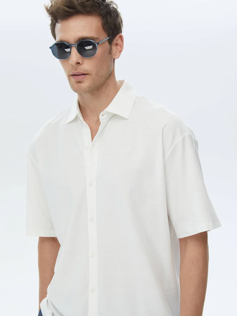 كيب White Oversize Fit Casual 100% Cotton Shirt