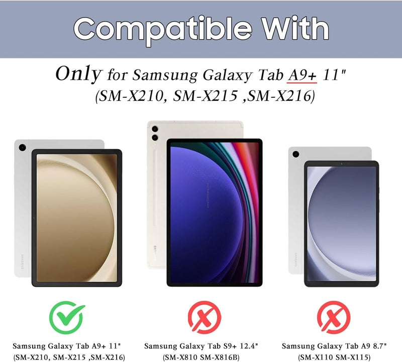 Oaky Smart Cover for Samsung Galaxy Tab A9 Plus 11 inch [SM-X210, SM-X215, SM-X216B] Support S Pen Magnetic Attachment Shockproof Trifold Stand Auto Wake/Sleep Soft Flexible Back Cover - Lavender - Image 2