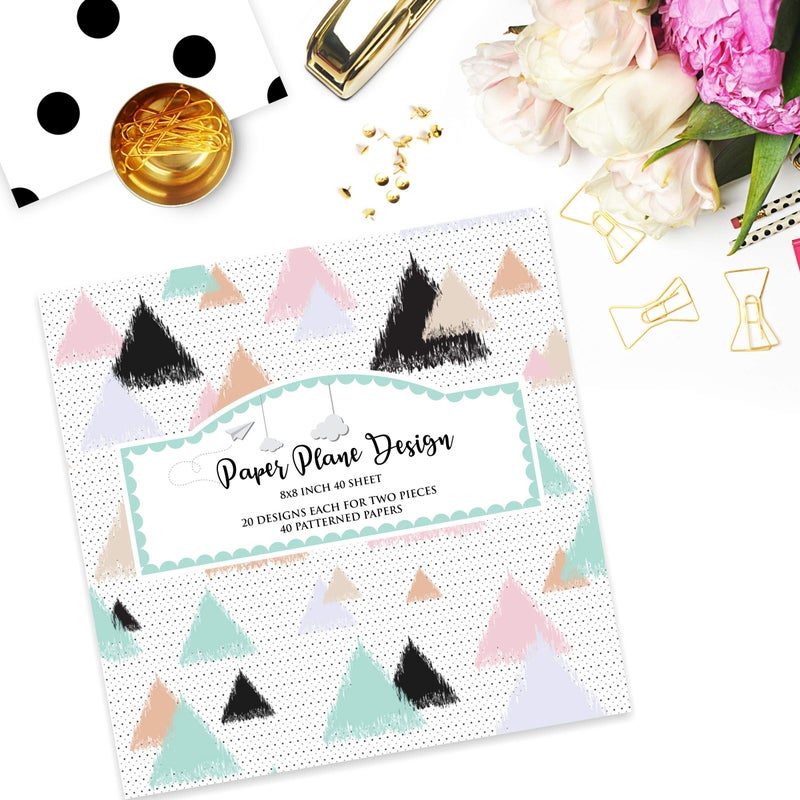 Paper Plane Design Multiple Pattern Art and Craft Sheets for Decoration and Gift Wrapping (Pack of 40 Sheets) Design-10 - Image 3