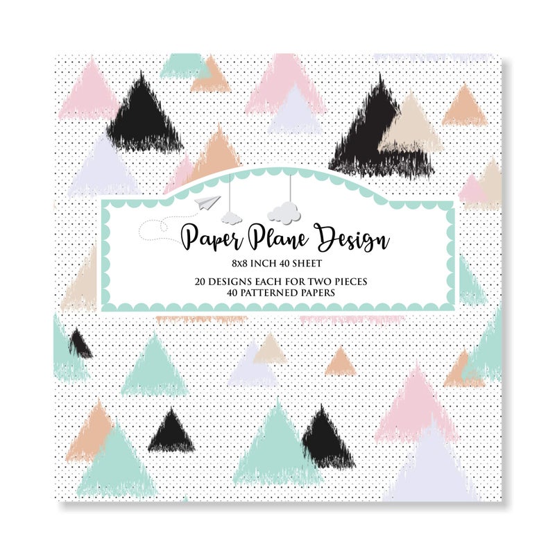 Paper Plane Design Multiple Pattern Art and Craft Sheets for Decoration and Gift Wrapping (Pack of 40 Sheets) Design-10 - Image 1