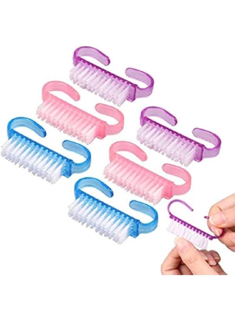 Nail brush with handle for cleaning fingernails, pedicure and foot exfoliation (multi-colored) - Image 1