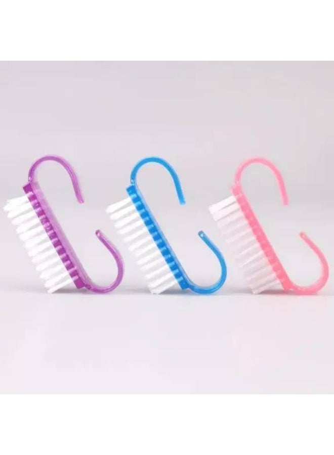 Nail brush with handle for cleaning fingernails, pedicure and foot exfoliation (multi-colored) - Image 2