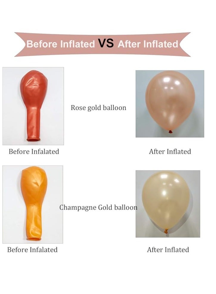 بالونات بقصاصات ورقية لامعة بلون ذهبي وردي، بالونات هيليوم ذهبية شامبانيا، بالونات لاتكس لحفلات الزفاف للبنات والأطفال وديكورات حفلات  ذهبي وردي 50 قطعة من - Image 5