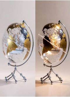 LIVVY Rotating World Globe with LED Light (إضاءة LED) & Mini Sailboat (قارب شراعي صغير) – Transparent Gold Design (تصميم شفاف ذهبي) | USB Rechargeable (شحن عبر USB) Political Map (خريطة سياسية) with 360° Manual Rotation (دوران يدوي 360 درجة) for Desk, Home, Office & Decor (ديكور، مكتب، منزل)  - Image 2