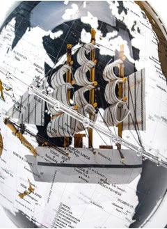 LIVVY Rotating World Globe with LED Light (إضاءة LED) & Mini Sailboat (قارب شراعي صغير) – Transparent Gold Design (تصميم شفاف ذهبي) | USB Rechargeable (شحن عبر USB) Political Map (خريطة سياسية) with 360° Manual Rotation (دوران يدوي 360 درجة) for Desk, Home, Office & Decor (ديكور، مكتب، منزل)  - Image 5