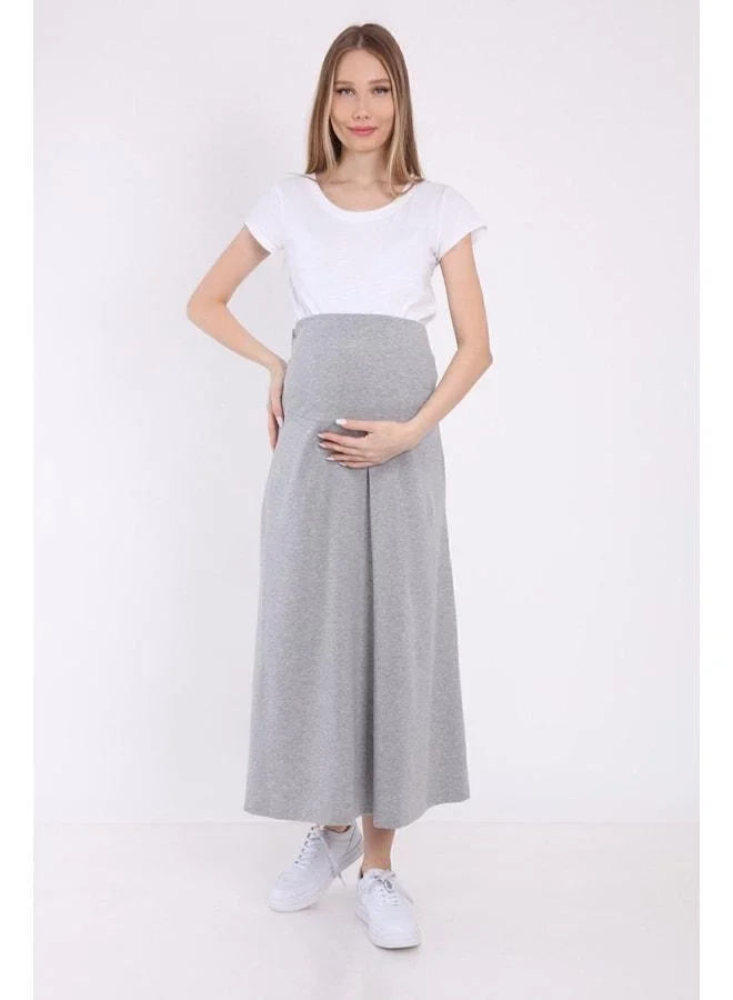 LuvmaBelly Myra9031 Adjustable Waist Maternity Skirt - Gray.