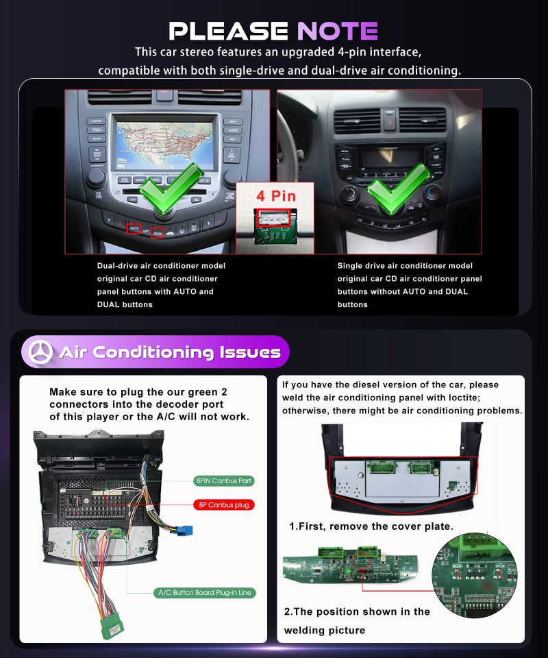 Podofo [Android 15/4G+128G] for Honda Accord 7th 2003-2007 Android Car Radio Stereo with Wireless Carplay/Android Auto 10.1" Touchscreen WiFi GPS Navigation Backup Camera DSP Bluetooth FM/RDS SWC - Image 3