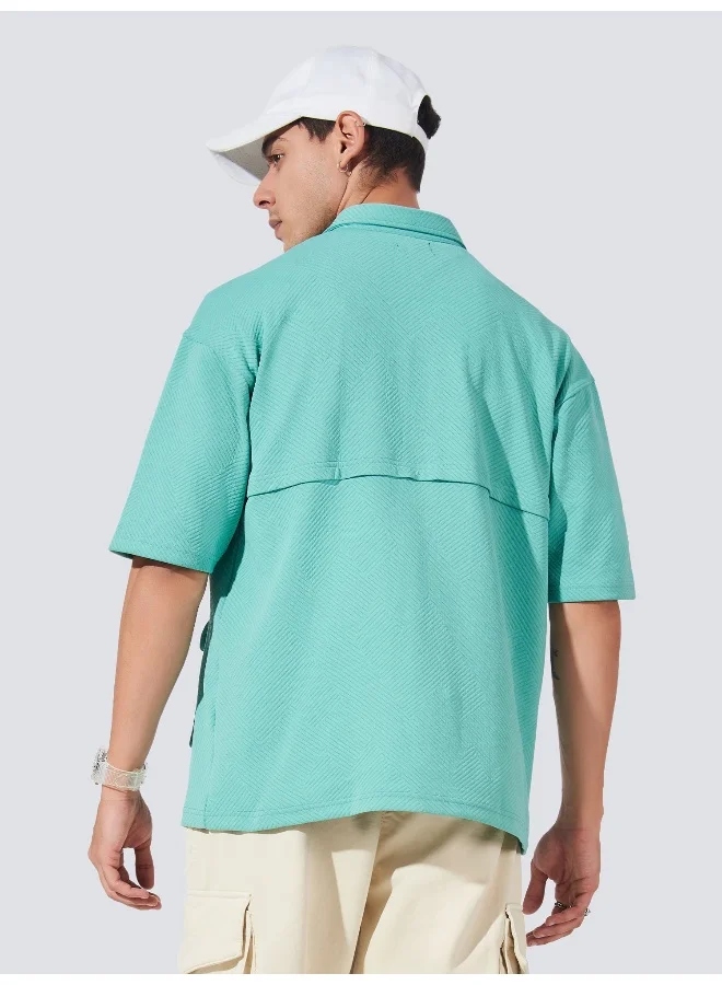 Maniac  Maniac Mens Collared Neck Fullsleeve Berly Green 3Pockets Polyester Fleece Regular fit Shacket for Men | Best Price UAE