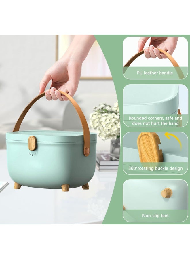 XiuWoo Large Capacity Medicine Storage Box, Home Pharmacy,  First Aid Storage, Double Layers Medicine Organizer, Portable Oval Plastic Storage Organizer with Latch Lock, Handle - Image 3