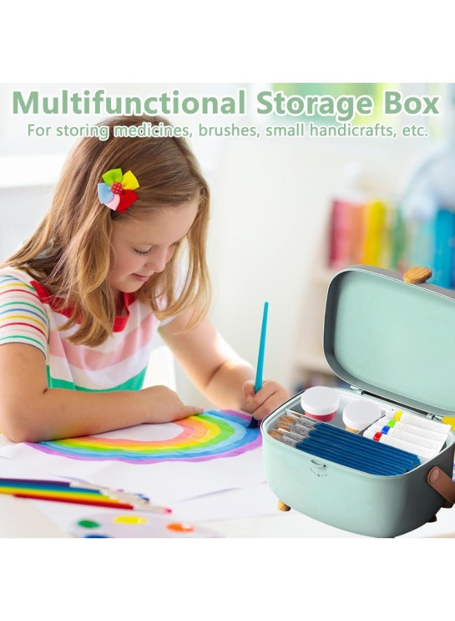 XiuWoo Large Capacity Medicine Storage Box, Home Pharmacy,  First Aid Storage, Double Layers Medicine Organizer, Portable Oval Plastic Storage Organizer with Latch Lock, Handle - Image 5