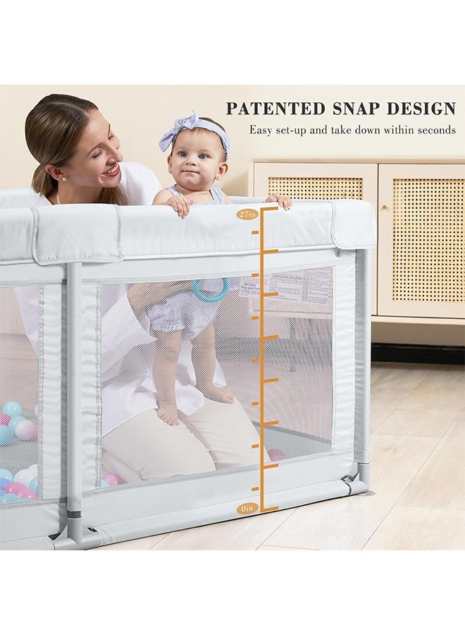 JCB CHIC Baby Playpen, Large Baby Playard, Indoor & Outdoor Kids Activity Center with Anti-Slip Base, Sturdy Safety Play Yard with Breathable Mesh, Kid's Fence for Infants Toddlers (Grey, 180×210cm) - Image 3