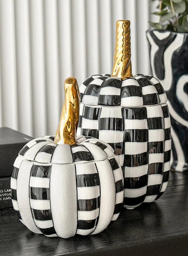 KNOT HOME Naveah Arneson Bundle Ceramic Canister with Square Accents Knot Home Designer Accessory for Bedroom Living Dining Room Office Area Décor  - Image 1