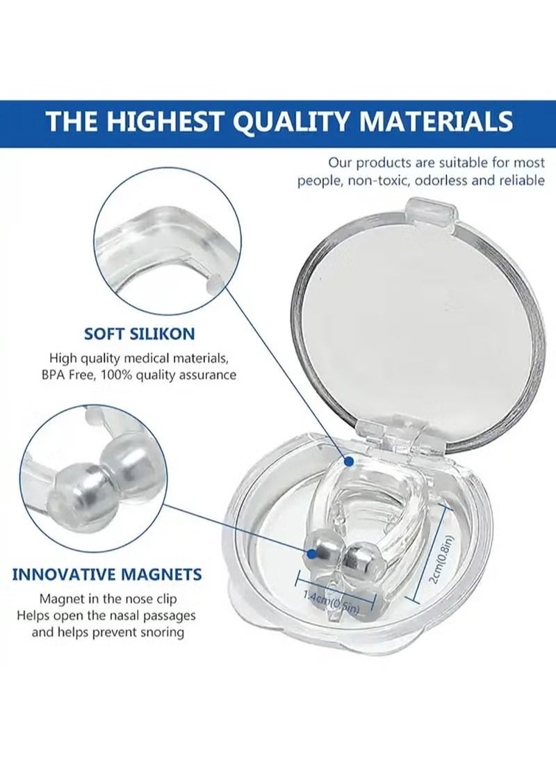 PYC - Magnetic Anti Snoring Nose Clips 4 Piece Anti Snoring Device For Preventing Snoring and Improving Sleep - Image 1