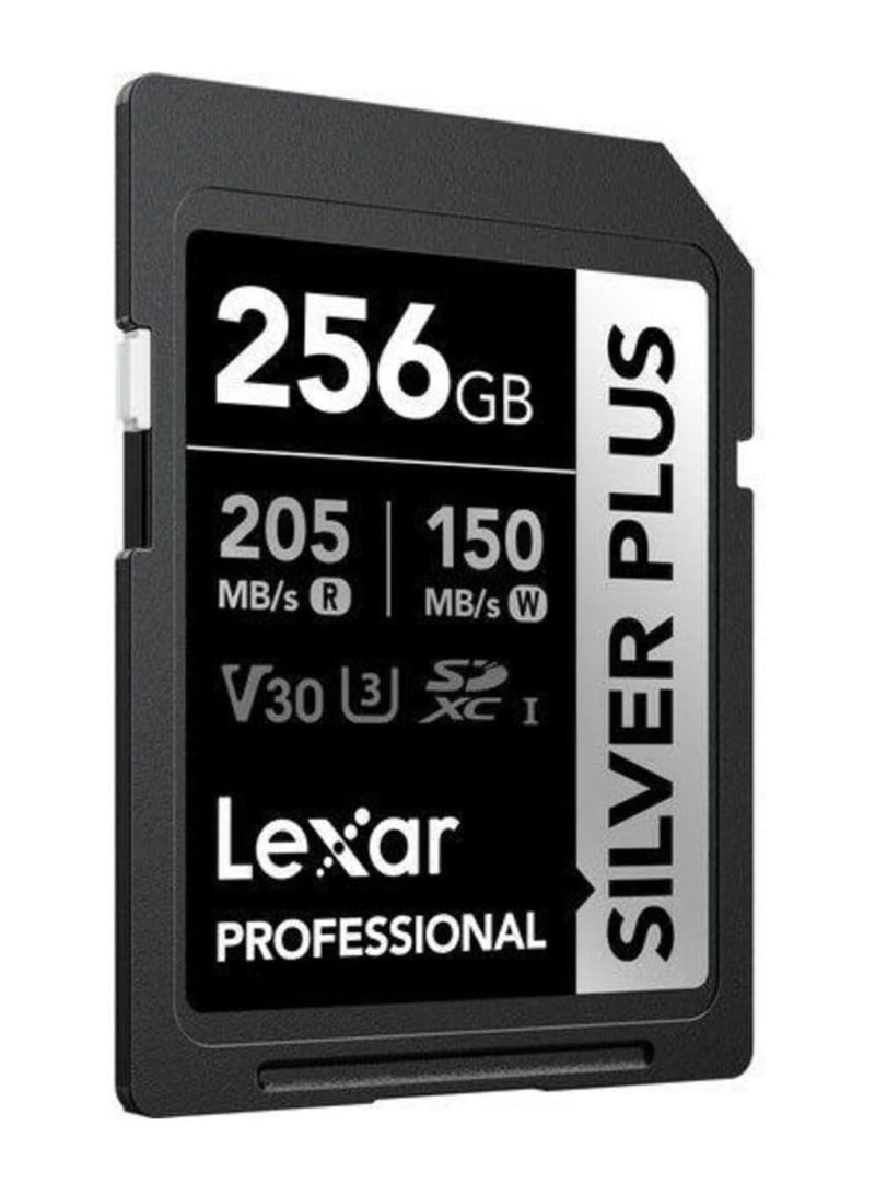 Lexar Professional Silver Plus U3 V30 SDXC Memory Card – Read 205MB/s, Write 150MB/s 256 GB - Image 1
