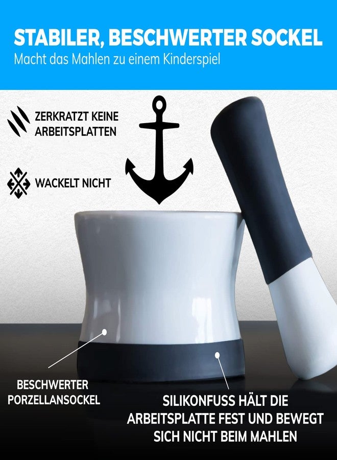 Cooler Kitchen Large Mortar and Pestle Set - EZ-Grip Silicone & Porcelain Mortar with Detachable Scratch Proof Silicone Base - Perfect for Guacamole Spices and More - NEW BREAKPROOF Bowl - Dishwasher Safe Molcajete - Image 2