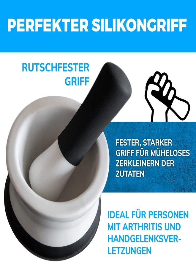 Cooler Kitchen Large Mortar and Pestle Set - EZ-Grip Silicone & Porcelain Mortar with Detachable Scratch Proof Silicone Base - Perfect for Guacamole Spices and More - NEW BREAKPROOF Bowl - Dishwasher Safe Molcajete - Image 3
