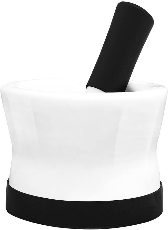 Cooler Kitchen Large Mortar and Pestle Set - EZ-Grip Silicone & Porcelain Mortar with Detachable Scratch Proof Silicone Base - Perfect for Guacamole Spices and More - NEW BREAKPROOF Bowl - Dishwasher Safe Molcajete - Image 1