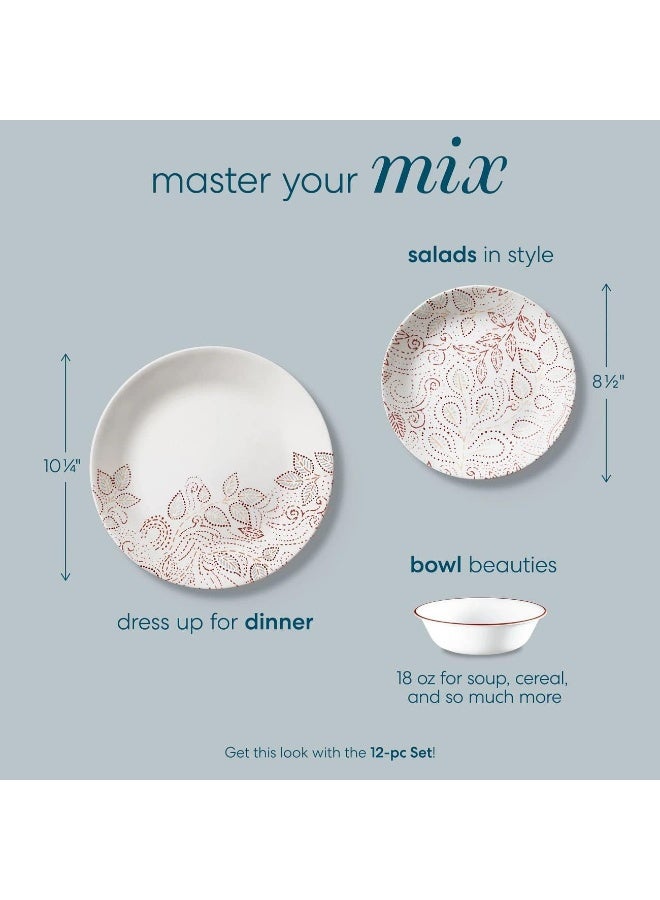 Corelle Leaf Stitch 12-Piece Dinnerware Set Service for 4 - Image 5