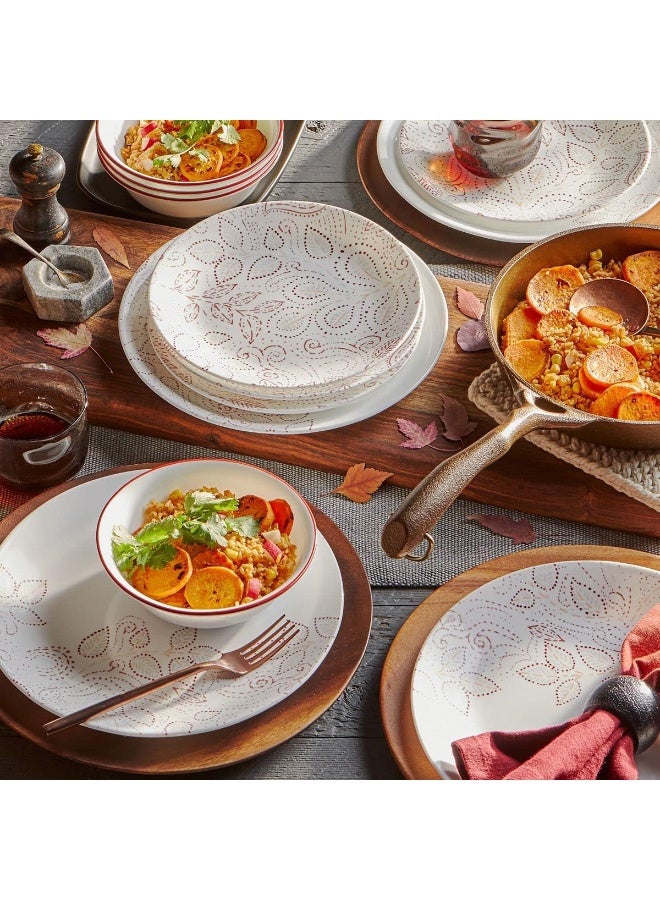 Corelle Leaf Stitch 12-Piece Dinnerware Set Service for 4 - Image 2